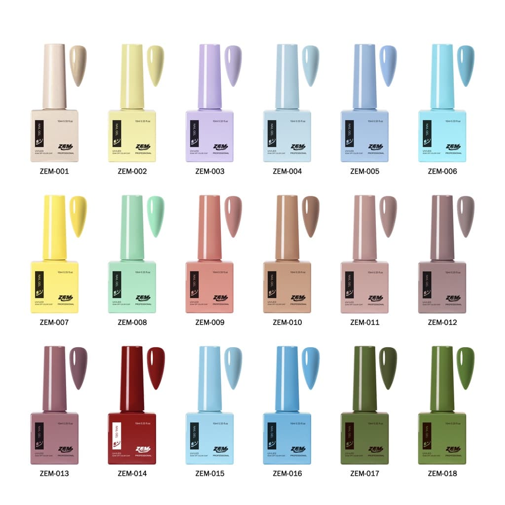 KIT 5 Esmaltes Gel COM ANVISA VAL: 10/26 Led Uv Zem Nail Gel Soak Off Color Coat 10ml Uv/Led Novas Cores