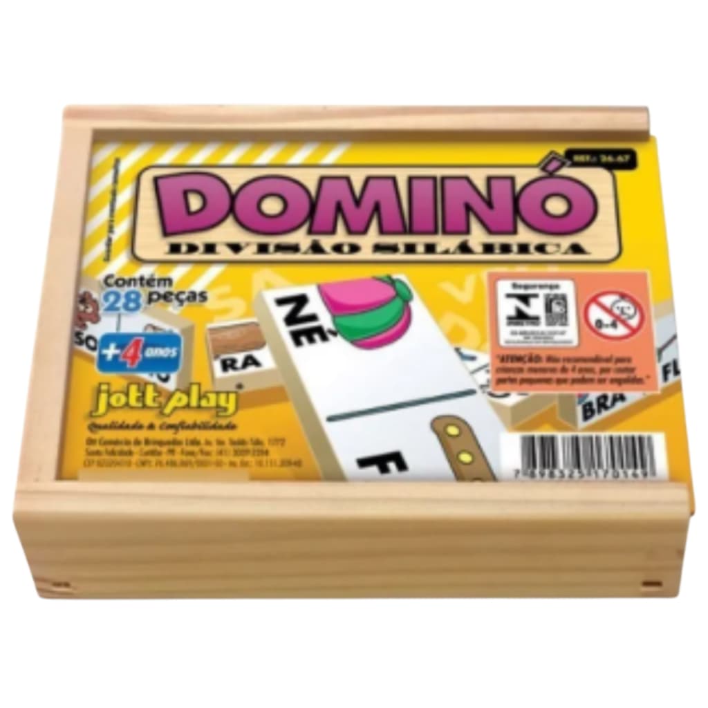 Dominó Divisão Silábica Jogo Educativo de Madeira infantil Tradicional Brinquedo Original Jott Play