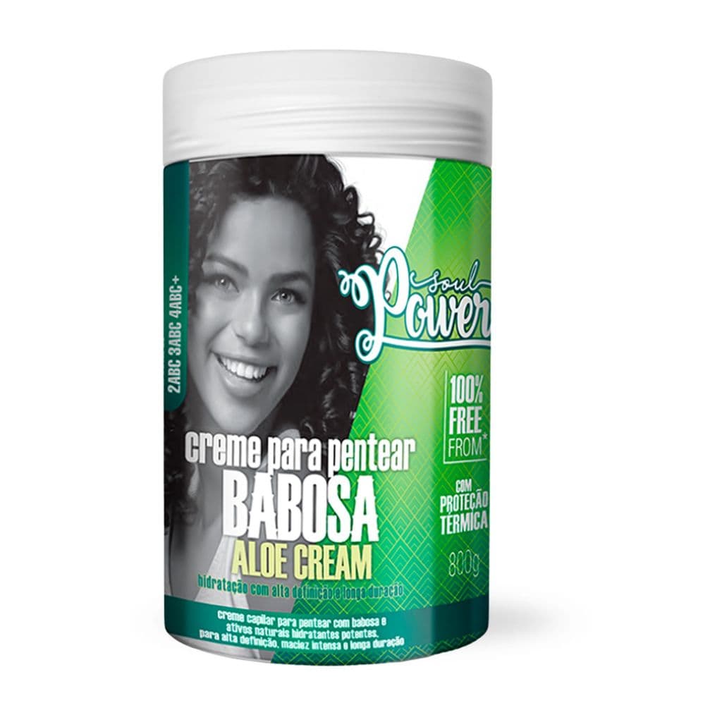 Creme Pentear Cachos Babosa Soul Power 800g | Vegano | Com Proteção Térmica