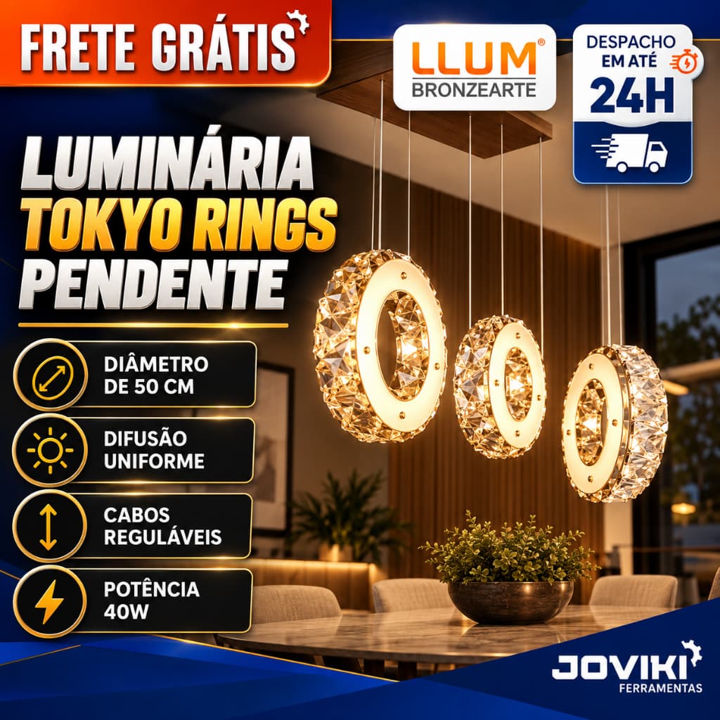 Luminária Pendente Tokyo Rings de LED