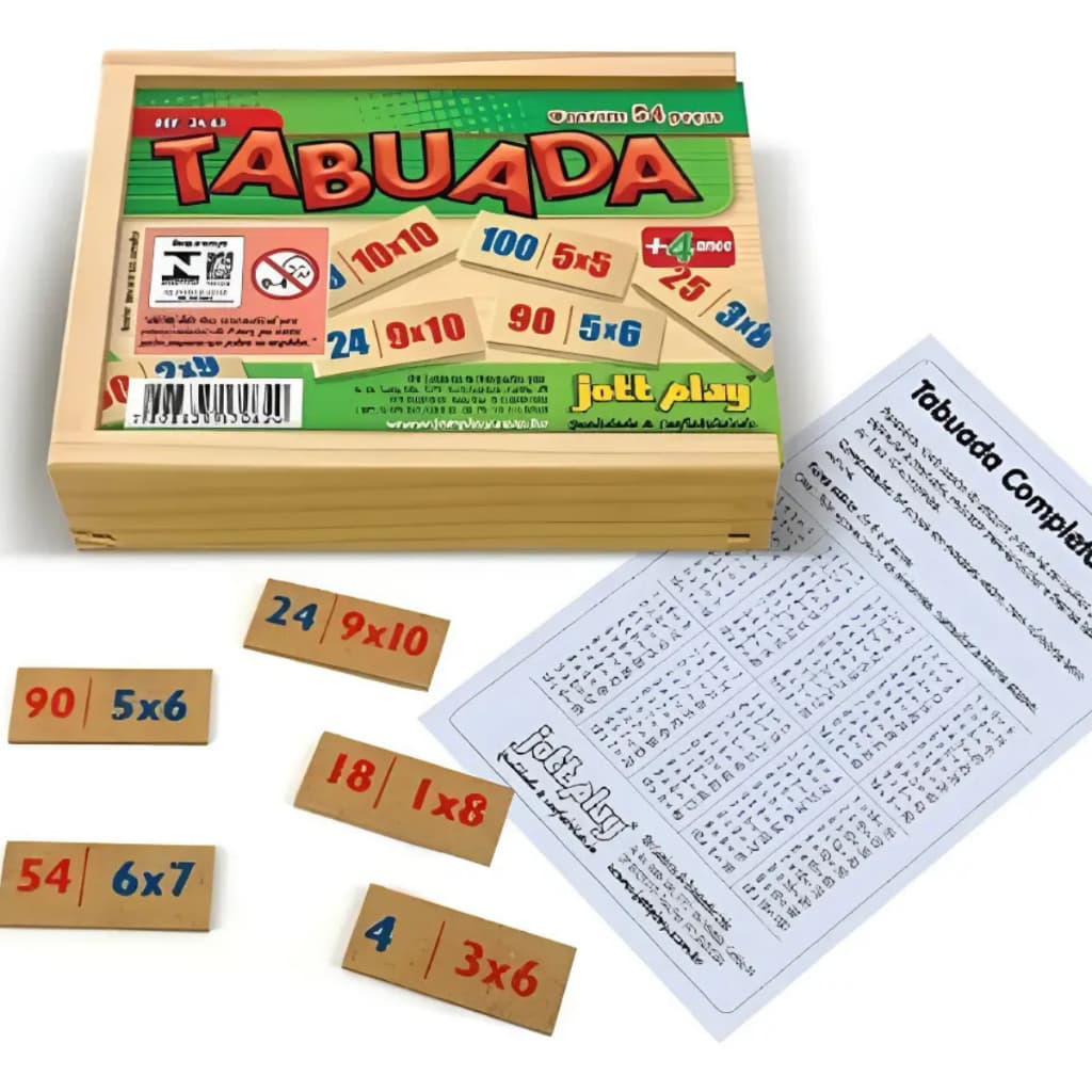 Tabuada 54 peças Infantil Material Escolar Em Madeira Educativo Pedagógico Jott Play Em Mdf Original