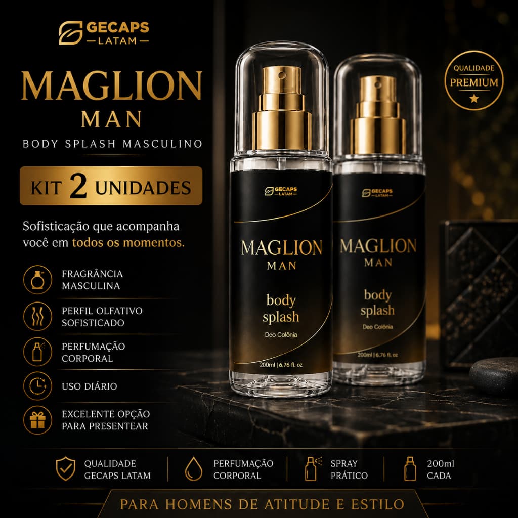 Kit 2 Maglion Man Body Splash Masculino 200ml | Perfume Corporal Premium | Gecaps Latam