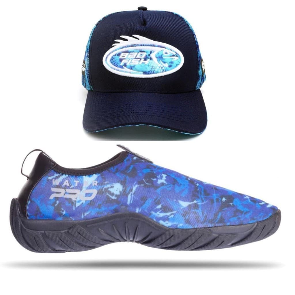 Kit Pescaria Boné com Sapatilha Bad Fish Azul