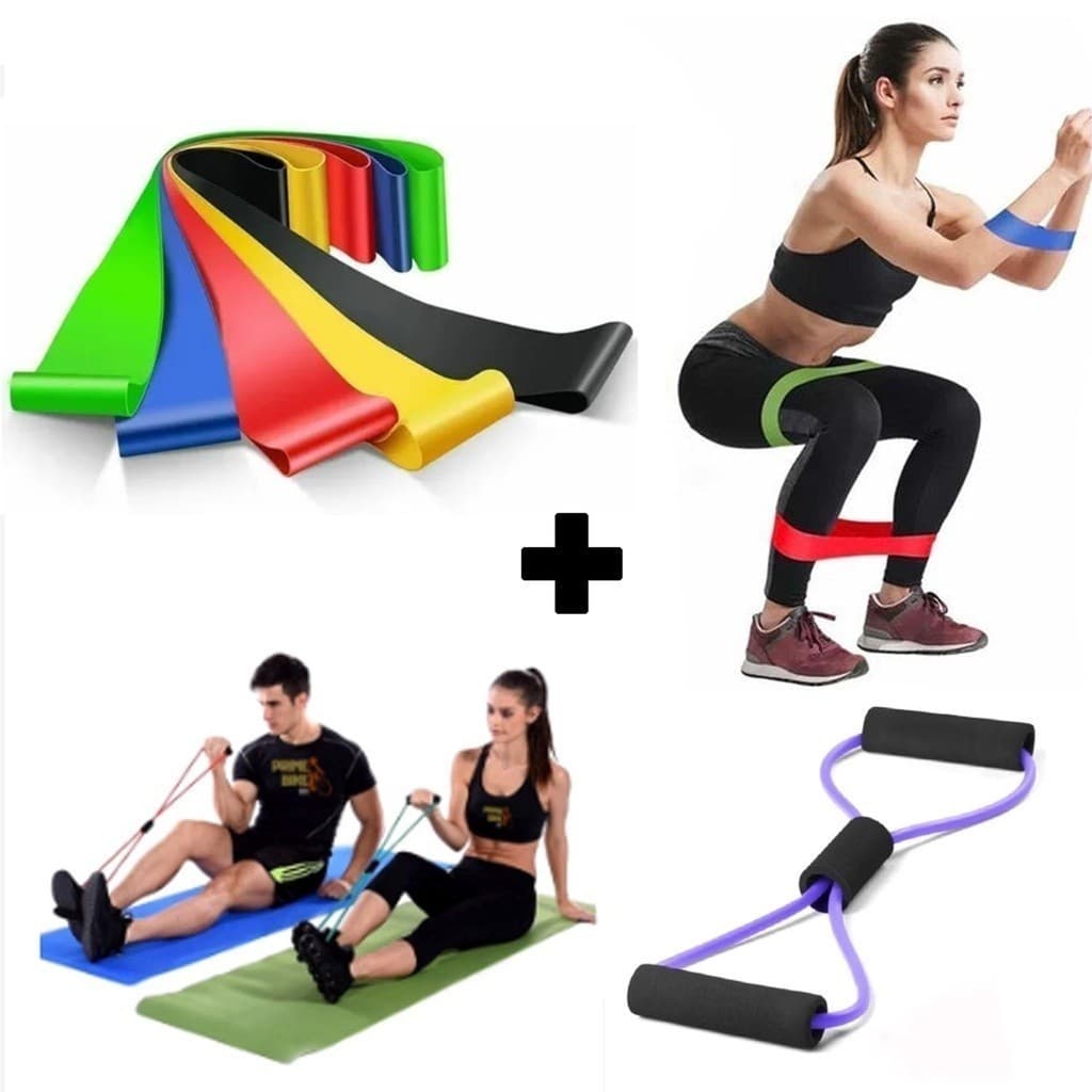 Kit 1-5  Elástico para Exercícios Original  Mini Band Elástico de Exercício Crossfit Fisioterapía