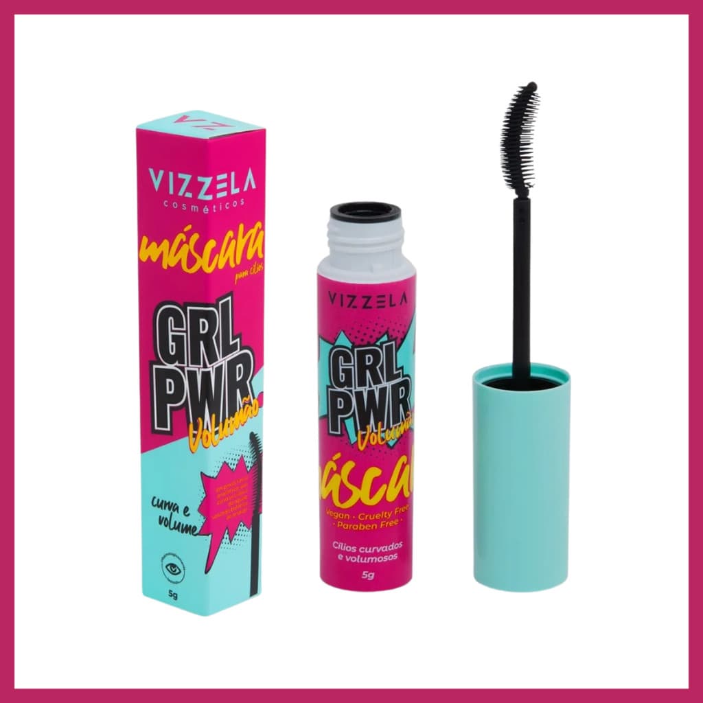 Máscara Rímel Para Cílios Girl Power Vizzela Vegano 5g Preto Super Volume