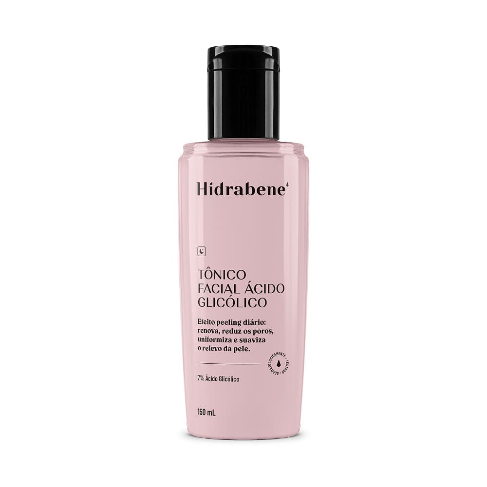 Tônico Facial Ácido Glicólico 7% Hidrabene 150ml Peeling Diário Poros Luminosidade Vegano