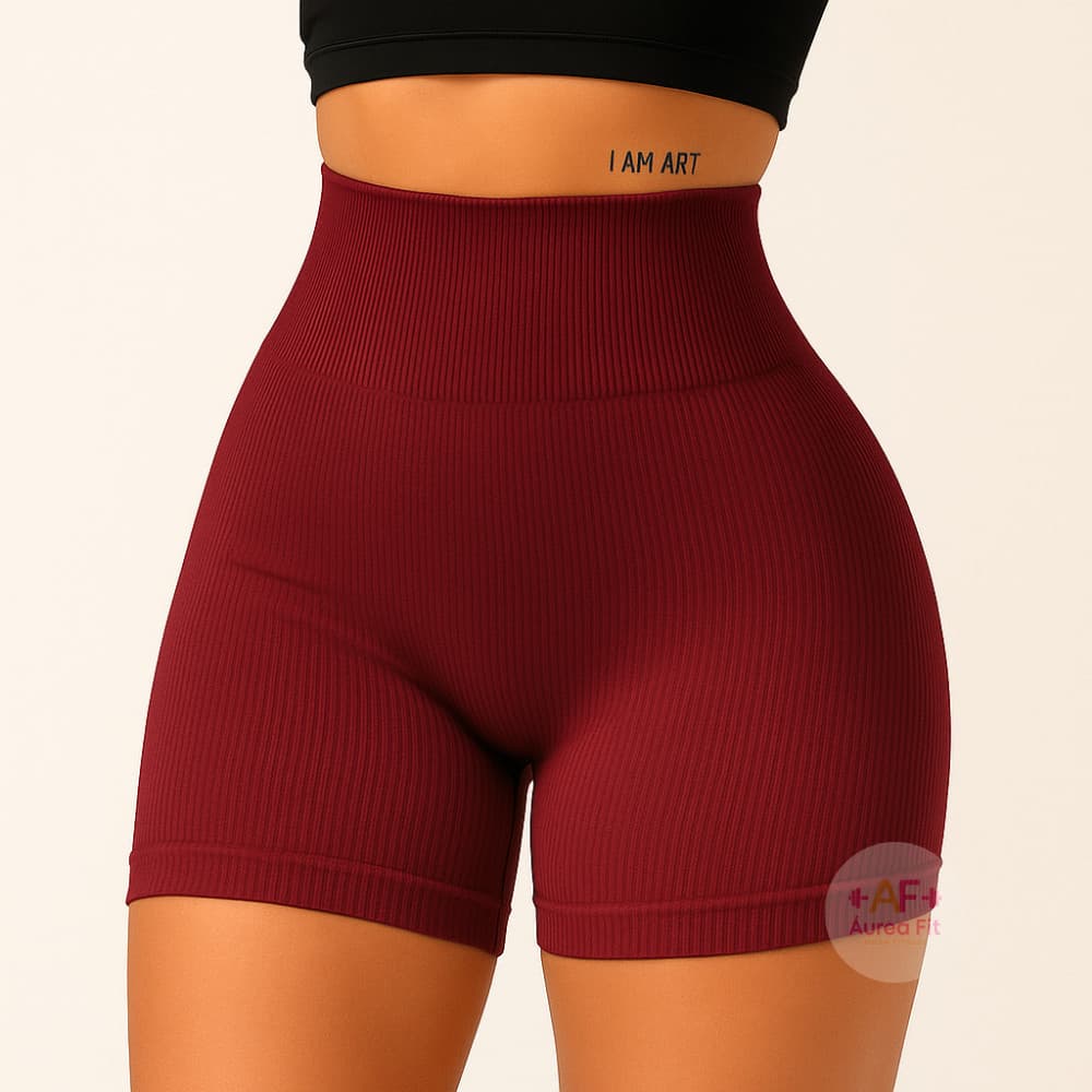 Shorts Fitness Canelado Poliamida Academia Zero Transparencia Feminino