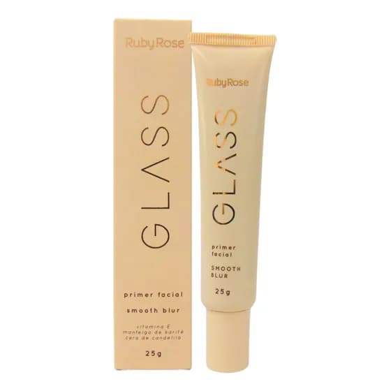 Primer Facial Glass Ruby Rose Smooth Blur Uniforme Acetinado Tom do primer Bege