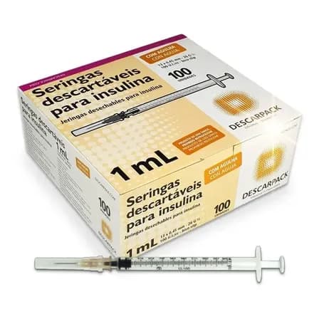 Seringa Insulina 13 x 0.45 26 G½ 1 ml 100 Unidades Descarpack