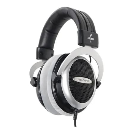 Fone de ouvido over-ear gamer Arcano ARC-SHP80 preto e prateado 3m mini jack