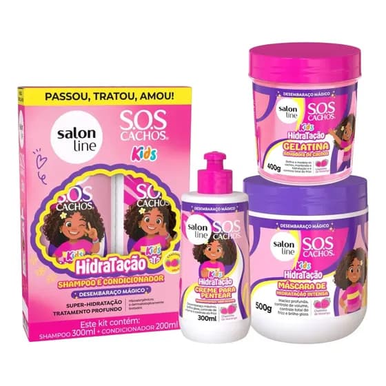 Salon line kit completo sos kids hidratação definição cachos