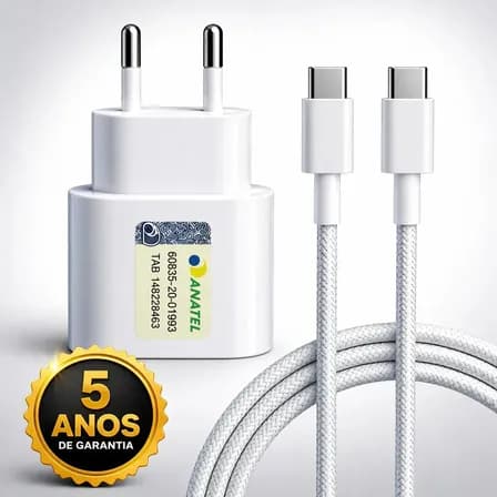Carregador Turbo Super Rápido 30w Para iPhone 15 16 17 Pro Max - Cabo Blindado Tipo Usb C Dtimp