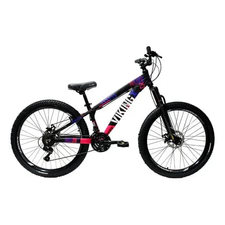 Bicicleta Vikingx Freeride Tuff Aro 26 Freio A Disco 21 Marc Cor Preto/rosa X25 Tamanho Do Quadro Único