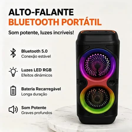 Caixa De Som Bluetooth Portátil Alta Potência Som Forte Black
