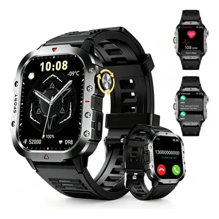 Smartwatch HANCDON H11 com GPS e Tela 2.01" IPS Masculino Feminino para Chamadas Bluetooth e 2 Pulseiras Compatível Android iOS