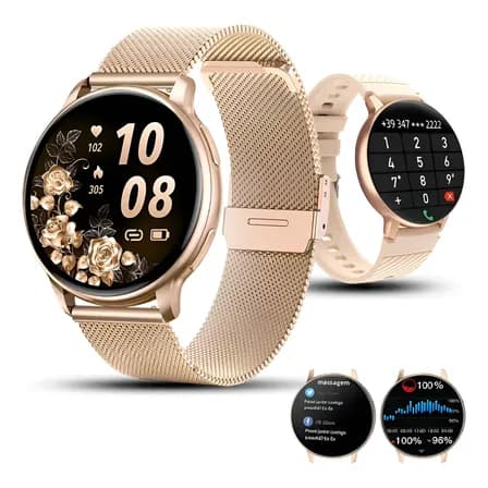 Smartwatch Chamada Relógio Inteligente Feminino/mulher Doura Dourado