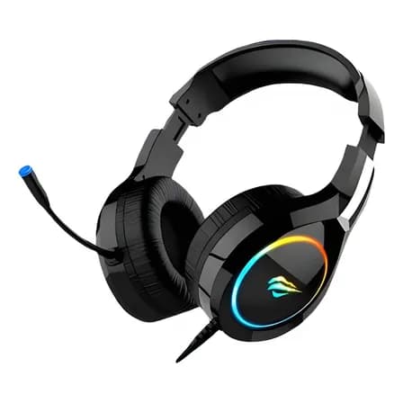 Fone de ouvido Headset over-ear gamer Havit H2232D 2xP2, RGB - Preto