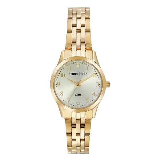 Relógio Mondaine Dourado Feminino Analógico 32699lpmvde1 Correia Prateado