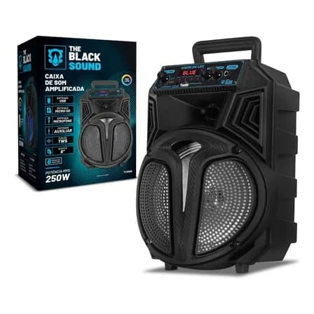 Caixa de som Amplificada Bluetooth Rádio Fm 250w Rms Tws Led Rgb Portatil Sem Fio Usb Tcs300 Cor Preto The Black Tools