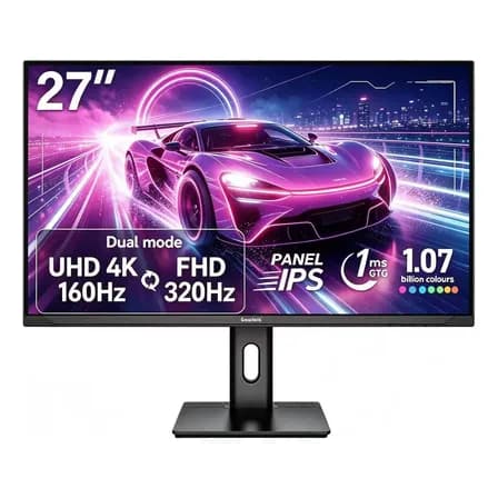 Monitor Gamer Gawfolk 27 4K UHD 160Hz FHD 320Hz Dual Mode Tela IPS Caixas de Som Integradas HDMI 2.1 e DP 1.4 VESA 75x75mm Para PS5 Xbox e PC