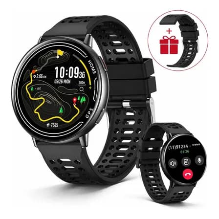 Relógio Inteligente WGP Smartwatch GPS Embutido Masculino Feminino Tela AMOLED 1,39" Bluetooth 5.3 Chamadas Telefônicas 107 Modos Esportivos Compatível com Strava Monitor Saúde Para Android iOS