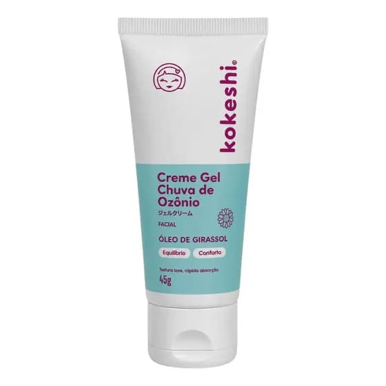 Creme Facial Hidratante Kokeshi Chuva de Ozônio com Óleo de Girassol Ozonizado para os Tipos de Pele