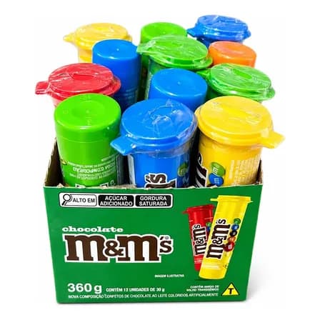 Confeito Chocolate Tubo M&ms 360g Com 12 mms