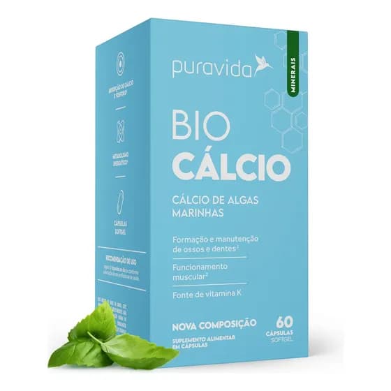 Suplemento Puravida Premium Bio Cálcio 60 Cápsulas