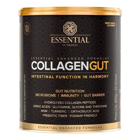 Collagen Gut (400g)-laranja E Blueberry- Essential Nutrition Sabor Laranja E Blueberry