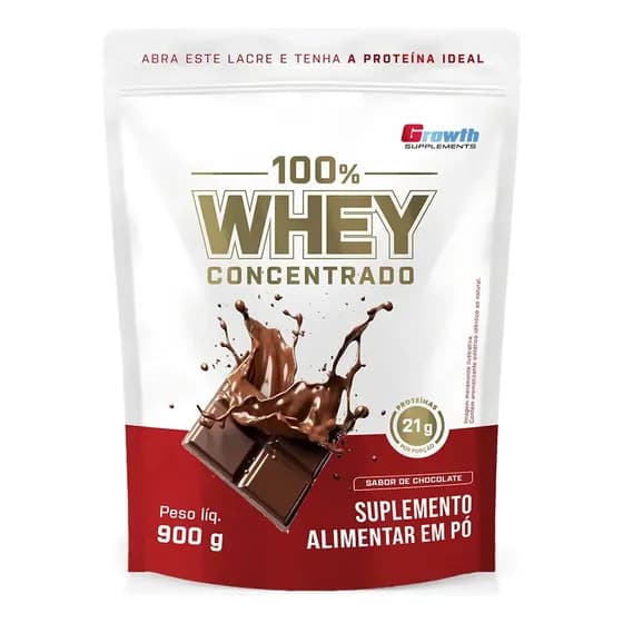 100% Whey Concentrado 900g Growth Supplements Chocolate
