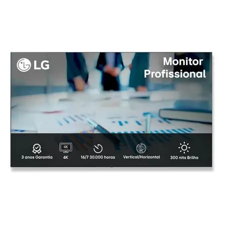 Monitor Profissional LG 75" 4K Ultra HD 75UL3J Brilho 330 nits Operação 16/7 Garantia 3 anos