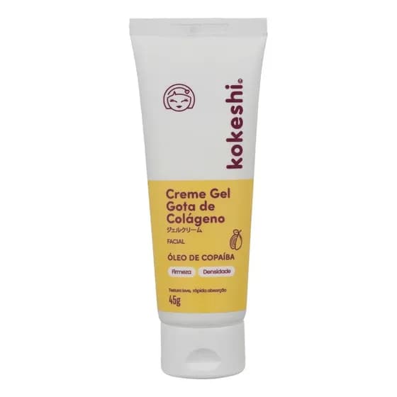Creme Gel Hidratante Facial Gota De Colágeno Kokeshi Para Todo Tipo de Pele Com Oleo de Girassol Ozonizado e Oleo de Copaiba