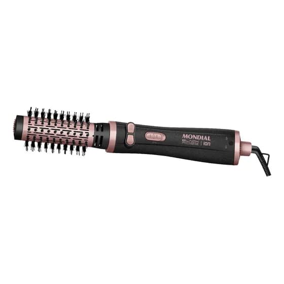 Escova Rotativa Mondial Ceramica Tourmaline Ion 3x1 Erb-01 Rosa 127/220v