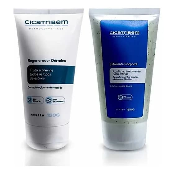 Kit Creme Anti Estrias E Esfoliante Corporal Cicatribem Fragrância Baunilha