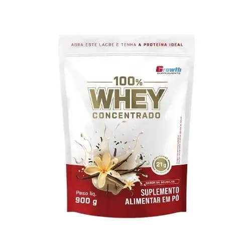 100% Whey Concentrado 900g Growth Supplements Baunilha