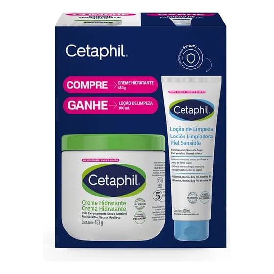Kit Loção de limpeza 100ml e Creme Hidratante 453g Pele seca e Sensível Cetaphil