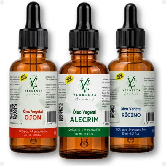 Kit 3 Oléo Vegetal Ojon Alecrim Ricino 100% Puro Concentrado