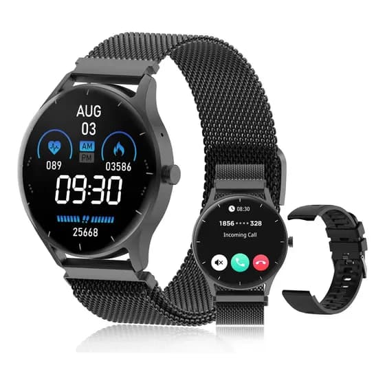 Relógio Masculino Smartwatch Peje Zw02 1.28 Ip68 Caixa Preto Pulseira Preto Bisel Preto Desenho da pulseira Mesh