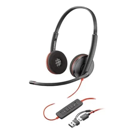 Fone de ouvido Plantronics Blackwire C3220 USB Tipo A e Tipo C