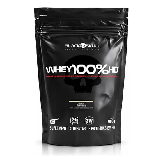 Whey Protein 100% HD Black Skull 900g Baunilha Refil