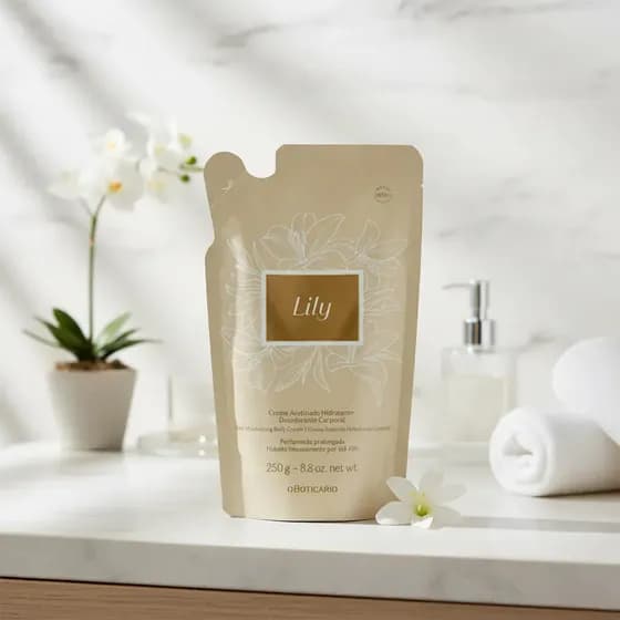 Refil Creme Acetinado Hidratante Corporal Para Pele Lily 200g Bouquet Floral