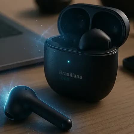 Fone De Ouvido Sem Fio Tws Bluetooth 5.1 Cancelamento Cvc Chamadas Hd Modo Jogo Baixa Latência Bateria Longa Estojo Magnético Controle Touch Som Premium Versão Avançada Cor Preto Brasiliana Tech