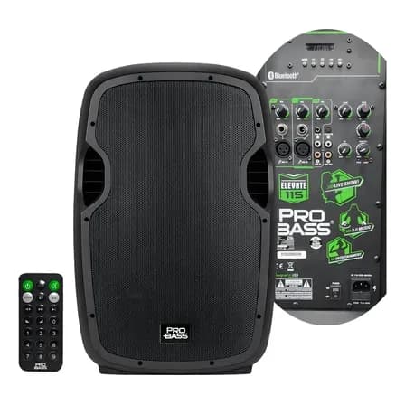 Caixa de som ativa Pro Bass Elevate 115 com bluetooth preto
