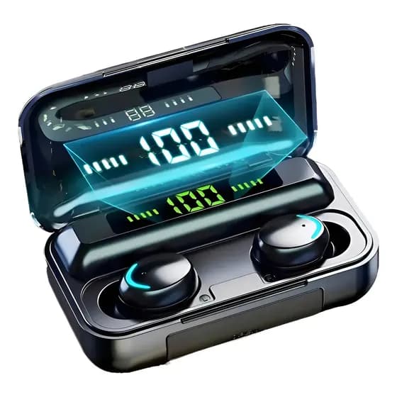 HIVI Fone de ouvido sem fio TWS F9-5C Bluetooth com LED e Power Bank resistente à água