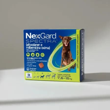 NexGard Spectra 3 Tabletes para Cães 7,6 a 15 kg Contra Pulgas, Carrapatos e Vermes Intestinais