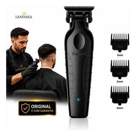 Maquina De Corte E Acabamento Kemei 2299 Sem Fio Profissional Degrade Pezinho Apara Pelo Do Corpo Bivolt Leve Com Longa Bateria