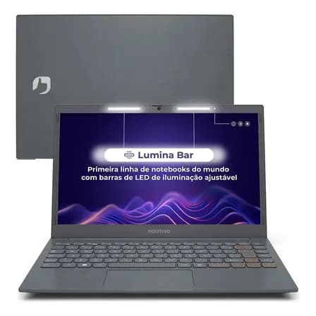 Notebook Positivo Vision C14 Lumina BAR Celeron 4GB RAM 128GB eMMC Windows 11 Tela 14 Polegadas HD Antirreflexo Tecla Link Cinza