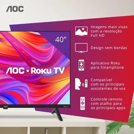 Smart TV 40S5045/78G Série 5045 Full HD 40" Roku AOC Bivolt