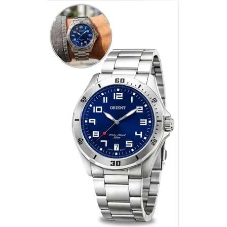RELOGIO ORIENT MASCULINO ANALOGICO PRATEADO MBSS1155A D2SX