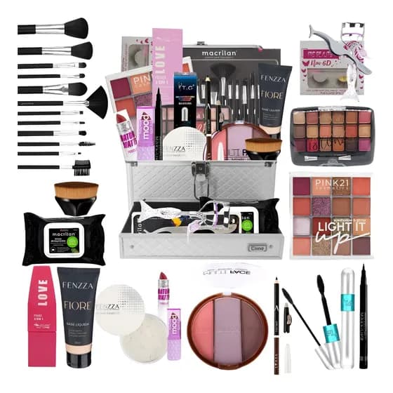 Maleta De Maquiagem Completa Profissional Premium 29 Itens+ Cor Base Média